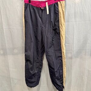 Lululemon Navy and Tan Track Pants with Pink Waistband